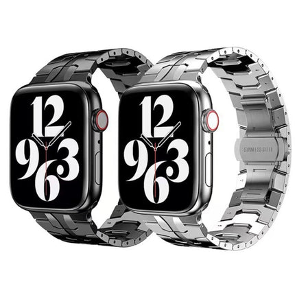 Butterfly Buckle Metal Watchband For Apple Watch Series, 7 41mm / 6&SE&5&4 40mm / 3&2&1 38mm, 7 45mm / 6&SE&5&4 44mm / 3&2&1 42mm - DealBuddy
