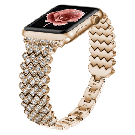 Heart Diamond Metal Watchband For Apple Watch Series, 7 41mm / 6&SE&5&4 40mm / 3&2&1 38mm, 7 45mm / 6&SE&5&4 44mm / 3&2&1 42mm - DealBuddy