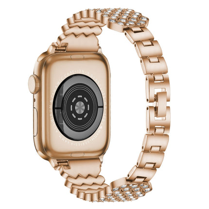 Heart Diamond Metal Watchband For Apple Watch Series, 7 41mm / 6&SE&5&4 40mm / 3&2&1 38mm, 7 45mm / 6&SE&5&4 44mm / 3&2&1 42mm - DealBuddy