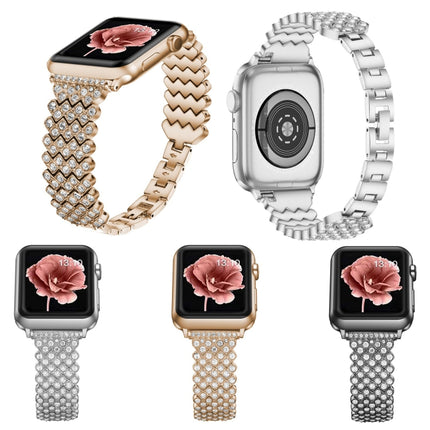 Heart Diamond Metal Watchband For Apple Watch Series, 7 41mm / 6&SE&5&4 40mm / 3&2&1 38mm, 7 45mm / 6&SE&5&4 44mm / 3&2&1 42mm - DealBuddy