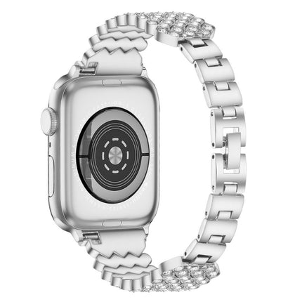 Heart Diamond Metal Watchband For Apple Watch Series, 7 41mm / 6&SE&5&4 40mm / 3&2&1 38mm, 7 45mm / 6&SE&5&4 44mm / 3&2&1 42mm - DealBuddy