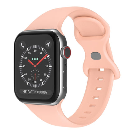 Butterfly Buckle Silicone Watchband, Size: S For Apple Watch Series, 7 41mm / 6&SE&5&4 40mm / 3&2&1 38mm - DealBuddy