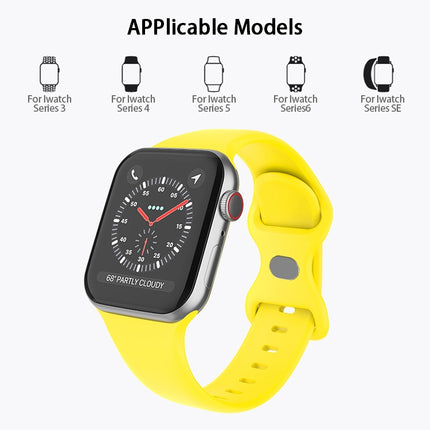 Butterfly Buckle Silicone Watchband, Size: S For Apple Watch Series, 7 41mm / 6&SE&5&4 40mm / 3&2&1 38mm - DealBuddy