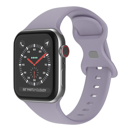 Butterfly Buckle Silicone Watchband, Size: S For Apple Watch Series, 7 45mm / 6&SE&5&4 44mm / 3&2&1 42mm - DealBuddy