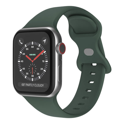 Butterfly Buckle Silicone Watchband, Size: S For Apple Watch Series, 7 45mm / 6&SE&5&4 44mm / 3&2&1 42mm - DealBuddy