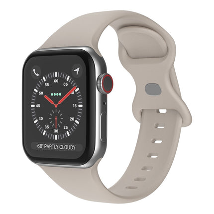 Butterfly Buckle Silicone Watchband, Size: L For Apple Watch Series, 7 41mm / 6&SE&5&4 40mm / 3&2&1 38mm - DealBuddy