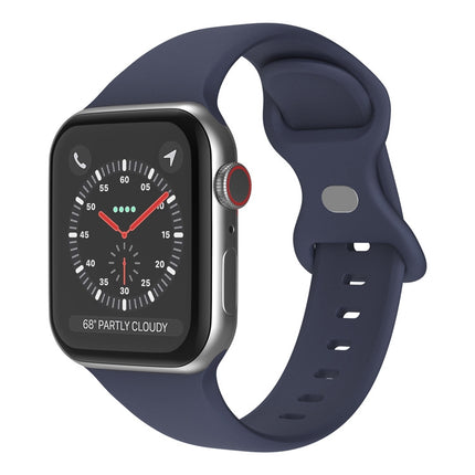 Butterfly Buckle Silicone Watchband, Size: L For Apple Watch Series, 7 41mm / 6&SE&5&4 40mm / 3&2&1 38mm - DealBuddy