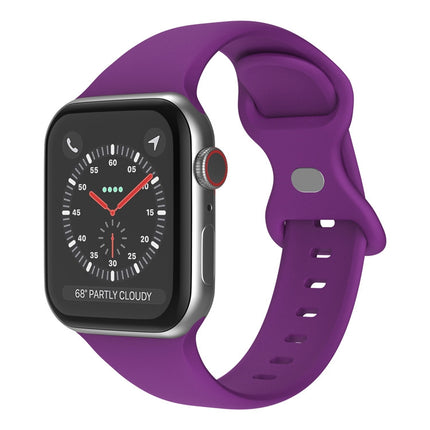 Butterfly Buckle Silicone Watchband, Size: L For Apple Watch Series, 7 41mm / 6&SE&5&4 40mm / 3&2&1 38mm - DealBuddy