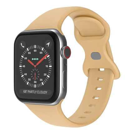 Butterfly Buckle Silicone Watchband, Size: L For Apple Watch Series, 7 45mm / 6&SE&5&4 44mm / 3&2&1 42mm - DealBuddy