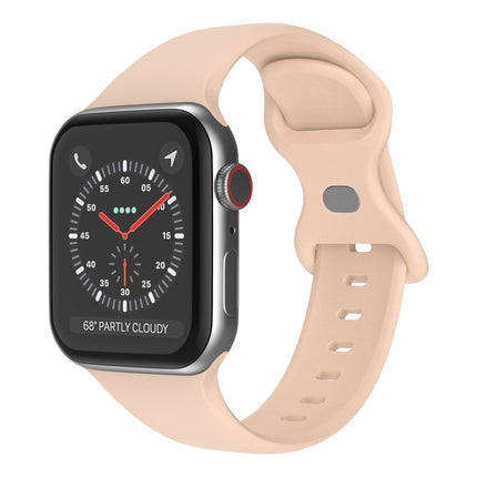 Butterfly Buckle Silicone Watchband, Size: L For Apple Watch Series, 7 45mm / 6&SE&5&4 44mm / 3&2&1 42mm - DealBuddy