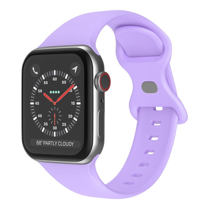 Butterfly Buckle Silicone Watchband, Size: L For Apple Watch Series, 7 45mm / 6&SE&5&4 44mm / 3&2&1 42mm - DealBuddy