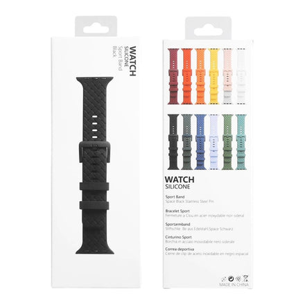 Braided Texture Silicone Watchband For Apple Watch Series, 7 41mm / 6&SE&5&4 40mm / 3&2&1 38mm, 7 45mm / 6&SE&5&4 44mm / 3&2&1 42mm - DealBuddy