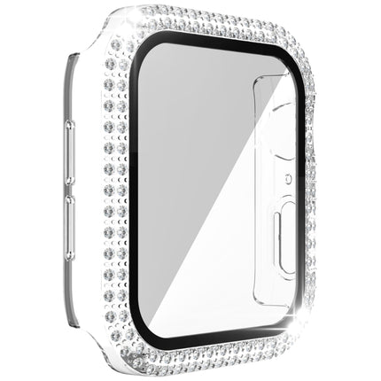 Double-Row Diamond PC+Tempered Glass Watch Case For Apple Watch Series