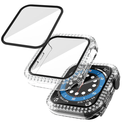 Double-Row Diamond PC+Tempered Glass Watch Case For Apple Watch Series