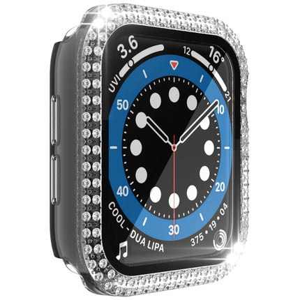 Double-Row Diamond PC+Tempered Glass Watch Case For Apple Watch Series