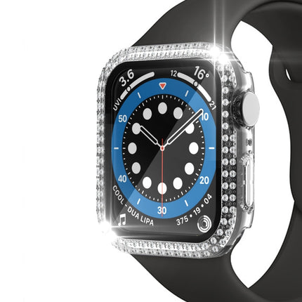 Double-Row Diamond PC+Tempered Glass Watch Case For Apple Watch Series