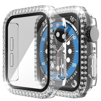 Double-Row Diamond PC+Tempered Glass Watch Case For Apple Watch Series