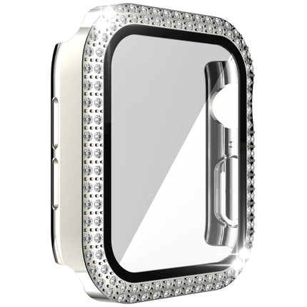 Double-Row Diamond PC+Tempered Glass Watch Case For Apple Watch Series, 3&2&1 38mm, 3&2&1 42mm