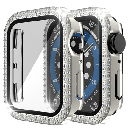 Double-Row Diamond PC+Tempered Glass Watch Case For Apple Watch Series, 3&2&1 38mm, 3&2&1 42mm