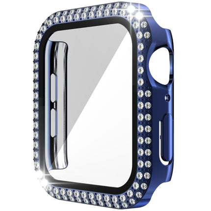 Double-Row Diamond PC+Tempered Glass Watch Case For Apple Watch Series