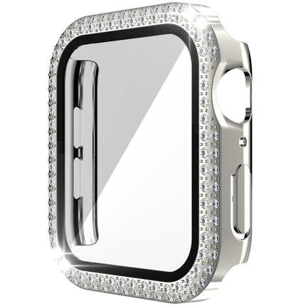 Double-Row Diamond PC+Tempered Glass Watch Case For Apple Watch Series