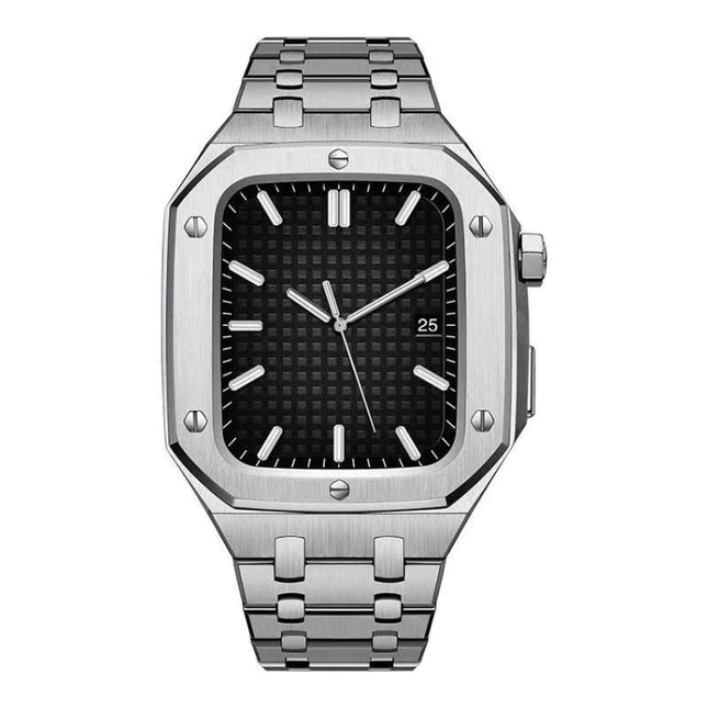 Integrated Oak Metal Watchband + Watch Case For Apple Watch Series 9 / 8 / 7 45mm