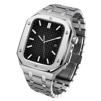 Integrated Oak Metal Watchband + Watch Case For Apple Watch Series 9 / 8 / 7 45mm