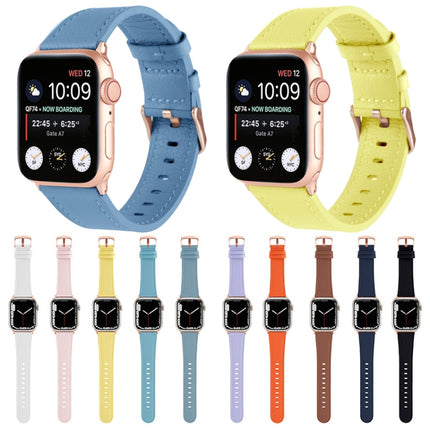 Small Waist Genuine Leather Watchband For Apple Watch Series, 7 41mm / 6&SE&5&4 40mm / 3&2&1 38mm, 7 45mm / 6&SE&5&4 44mm / 3&2&1 42mm - DealBuddy