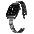 Four-row Diamond-set Metal Watchband For Apple Watch Series, 7 41mm / 6&SE&5&4 40mm / 3&2&1 38mm, 7 45mm / 6&SE&5&4 44mm / 3&2&1 42mm - DealBuddy