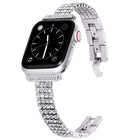 Four-row Diamond-set Metal Watchband For Apple Watch Series, 7 41mm / 6&SE&5&4 40mm / 3&2&1 38mm, 7 45mm / 6&SE&5&4 44mm / 3&2&1 42mm - DealBuddy