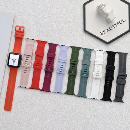 Thread Silicone Watchband For Apple Watch Series, 7 41mm / 6&SE&5&4 40mm / 3&2&1 38mm, 7 45mm / 6&SE&5&4 44mm / 3&2&1 42mm - DealBuddy