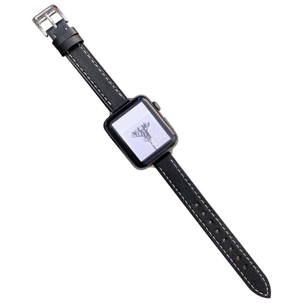Plain Leather Watchband For Apple Watch Series, 7 41mm / 6&SE&5&4 40mm / 3&2&1 38mm, 7 45mm / 6&SE&5&4 44mm / 3&2&1 42mm - DealBuddy
