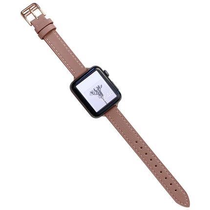 Plain Leather Watchband For Apple Watch Series, 7 41mm / 6&SE&5&4 40mm / 3&2&1 38mm, 7 45mm / 6&SE&5&4 44mm / 3&2&1 42mm - DealBuddy