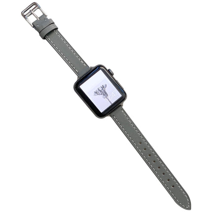 Plain Leather Watchband For Apple Watch Series, 7 41mm / 6&SE&5&4 40mm / 3&2&1 38mm, 7 45mm / 6&SE&5&4 44mm / 3&2&1 42mm - DealBuddy
