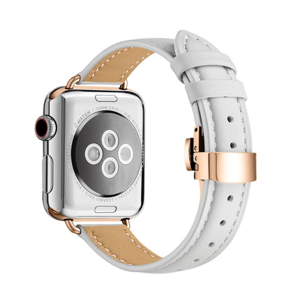 Slimming Butterfly Buckle Watchband For Apple Watch Series, 7 41mm / 6&SE&5&4 40mm / 3&2&1 38mm - DealBuddy