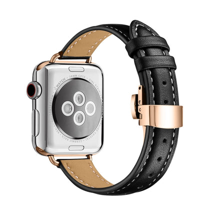 Slimming Butterfly Buckle Watchband For Apple Watch Series, 7 41mm / 6&SE&5&4 40mm / 3&2&1 38mm - DealBuddy