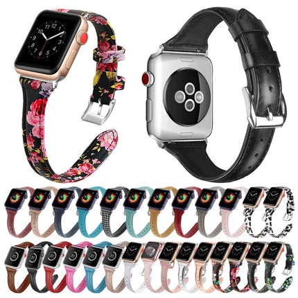 Genuine Leather Watch Band For Apple Watch Series, 7 45mm / 6&SE&5&4 44mm / 3&2&1 42mm, 7 41mm / 6&SE&5&4 40mm / 3&2&1 38mm
