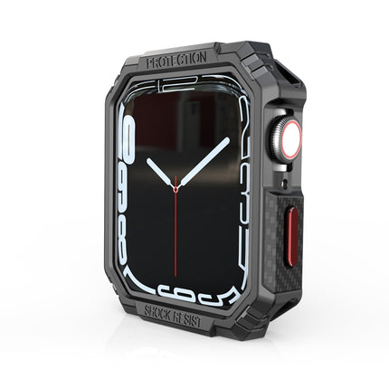 Carbon Fiber Contrast Color Protective Case, For Apple Watch Series 9 / 8 / 7 41mm, For Apple Watch Series 9 / 8 / 7 45mm, For Apple Watch Series 6 & SE & 5 & 4 44mm, For Apple Watch Series 6 & SE & 5 & 4 40mm - DealBuddy