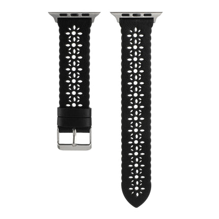 Hollow Genuine Leather Watch Band For Apple Watch Series, 7 41mm / 6&SE&5&4 40mm / 3&2&1 38mm, 7 45mm / 6&SE&5&4 44mm / 3&2&1 42mm - DealBuddy