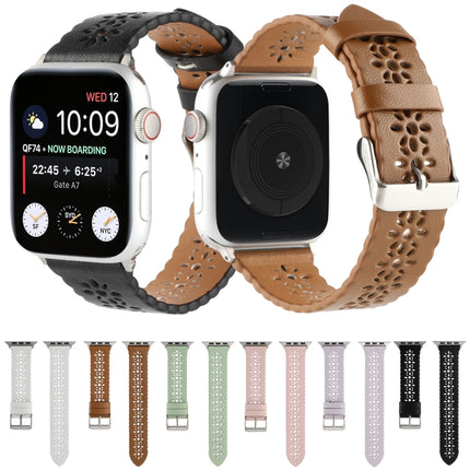 Hollow Genuine Leather Watch Band For Apple Watch Series, 7 41mm / 6&SE&5&4 40mm / 3&2&1 38mm, 7 45mm / 6&SE&5&4 44mm / 3&2&1 42mm - DealBuddy