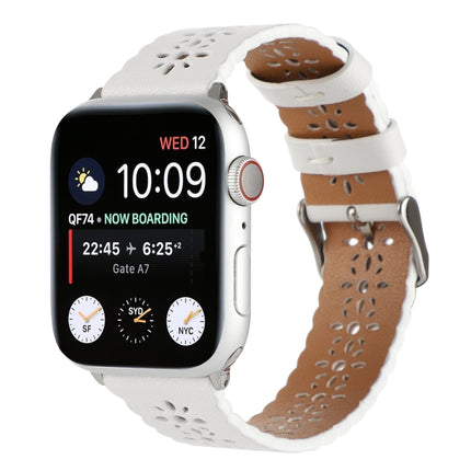 Hollow Genuine Leather Watch Band For Apple Watch Series, 7 41mm / 6&SE&5&4 40mm / 3&2&1 38mm, 7 45mm / 6&SE&5&4 44mm / 3&2&1 42mm - DealBuddy
