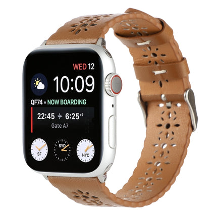 Hollow Genuine Leather Watch Band For Apple Watch Series, 7 41mm / 6&SE&5&4 40mm / 3&2&1 38mm, 7 45mm / 6&SE&5&4 44mm / 3&2&1 42mm - DealBuddy