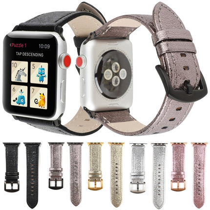 Glitter Genuine Leather Watch Band For Apple Watch Series, 7 41mm / 6&SE&5&4 40mm / 3&2&1 38mm, 7 45mm / 6&SE&5&4 44mm / 3&2&1 42mm - DealBuddy