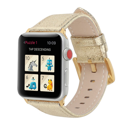 Glitter Genuine Leather Watch Band For Apple Watch Series, 7 41mm / 6&SE&5&4 40mm / 3&2&1 38mm, 7 45mm / 6&SE&5&4 44mm / 3&2&1 42mm - DealBuddy