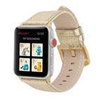 Glitter Genuine Leather Watch Band For Apple Watch Series, 7 41mm / 6&SE&5&4 40mm / 3&2&1 38mm, 7 45mm / 6&SE&5&4 44mm / 3&2&1 42mm - DealBuddy