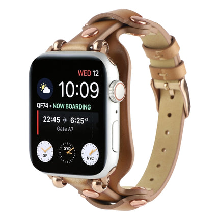 Bracelet Genuine Leather Watch Band For Apple Watch Series, 7 41mm / 6&SE&5&4 40mm / 3&2&1 38mm, 7 45mm / 6&SE&5&4 44mm / 3&2&1 42mm - DealBuddy