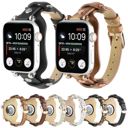 Bracelet Genuine Leather Watch Band For Apple Watch Series, 7 41mm / 6&SE&5&4 40mm / 3&2&1 38mm, 7 45mm / 6&SE&5&4 44mm / 3&2&1 42mm - DealBuddy