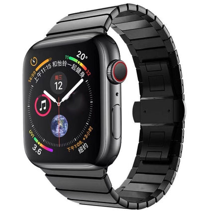 One-bead Steel Butterfly Buckle Watch Band For Apple Watch Series