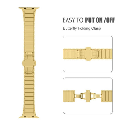 One-bead Steel Butterfly Buckle Watch Band For Apple Watch Series