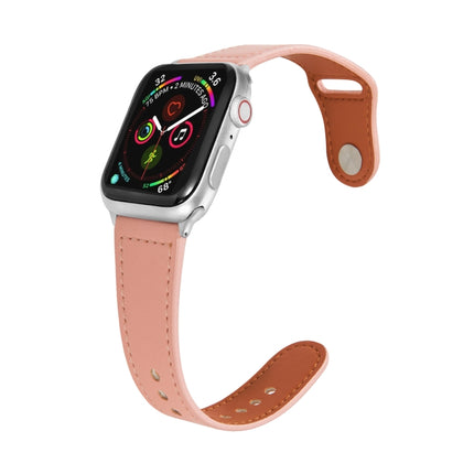 Nail Silver Buckle Leather Watch Band For Apple Watch Series, 7 41mm / 6&SE&5&4 40mm / 3&2&1 38mm, 7 45mm / 6&SE&5&4 44mm / 3&2&1 42mm - DealBuddy